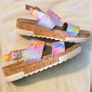 Girls Tie Die Cork Sandals